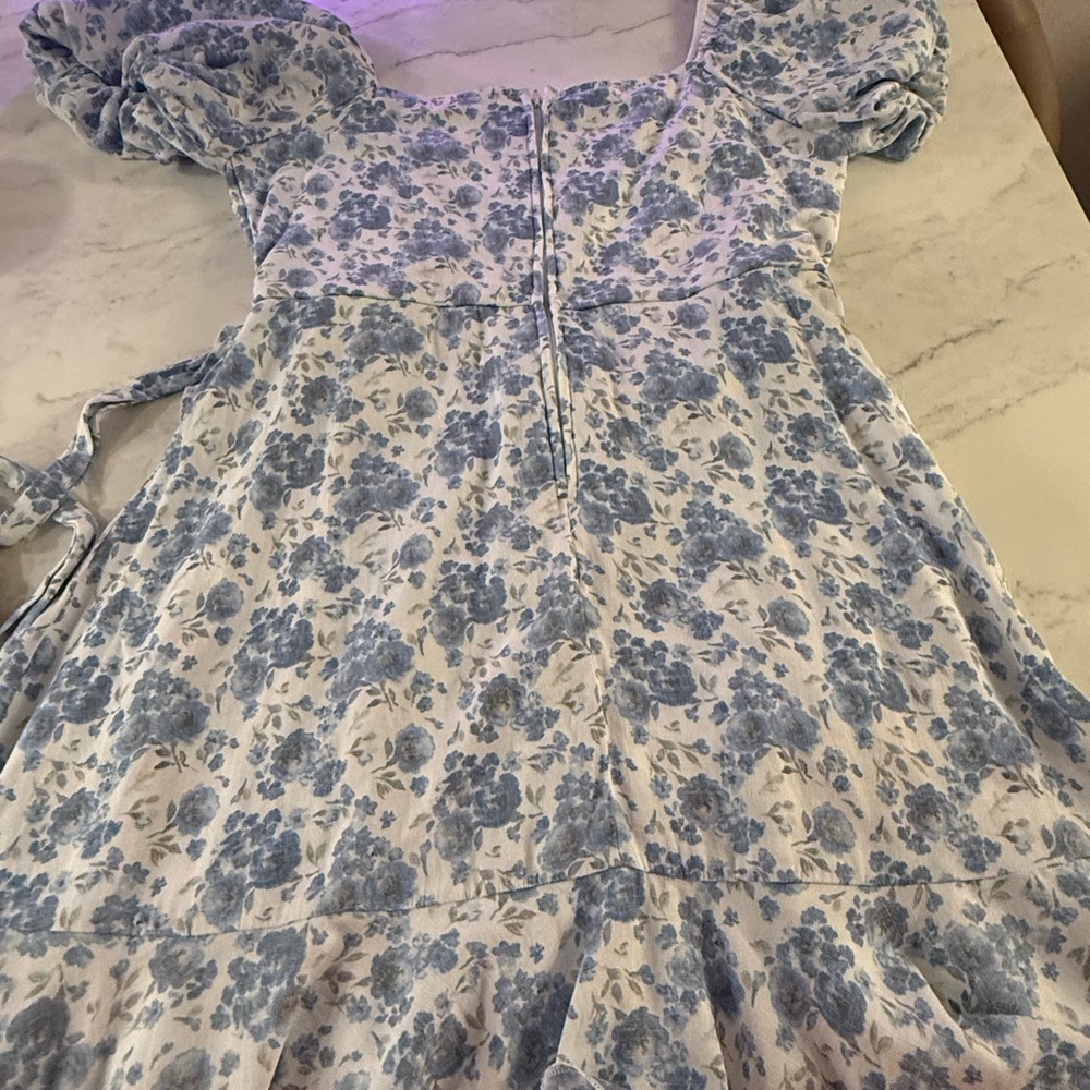 Trixxi Blue Floral print Tie-Waist Dress - Picture 5 of 8
